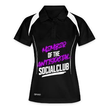 Member Antisocial Introvertiert Spruch - Frauen Polo atmungsaktiv - Schwarz/Weiß - Vorne
