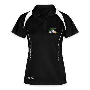 Küss mich ich bin Ire - Frauen Polo atmungsaktiv - Schwarz/Weiß - Vorne