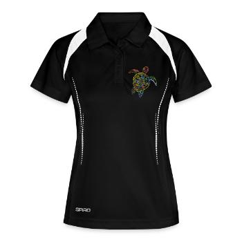Tortue Tortue de mer Tribal Hawaii Vintage - Polo respirant Femme - noir/blanc - Devant