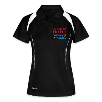 Patin / Pate / Patentochter / Patensohn - Frauen Polo atmungsaktiv - Schwarz/Weiß - Vorne