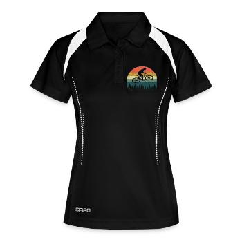 Mountain Bike MTB Bicycle Retro Vintage Mountains Biker - Women's Polo breathable - black/white - Front