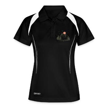 Berg Natur Zelten Camping sterne wald Geschenk - Frauen Polo atmungsaktiv - Schwarz/Weiß - Vorne