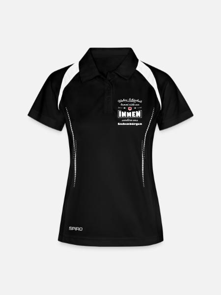 Siebenbürgen - Frauen Polo atmungsaktiv - Schwarz/Weiß
