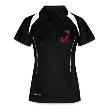 Women's bike, bicycle butterflies - Women's Polo breathable - black/white - Front