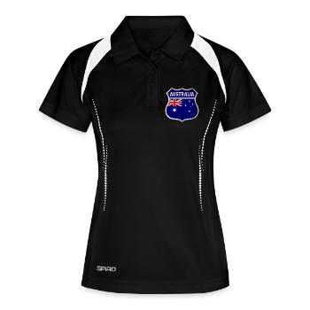 Australien Wappen Flaggen Design - Frauen Polo atmungsaktiv - Schwarz/Weiß - Vorne