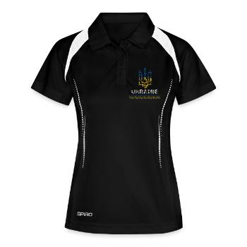 T-shirt Blason Ukraine Or - Tryzub Ukrainien - Polo respirant Femme - noir/blanc - Devant