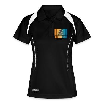 Rennrad Vintage Retro Radsport Fahrrad Geschenk - Frauen Polo atmungsaktiv - Schwarz/Weiß - Vorne