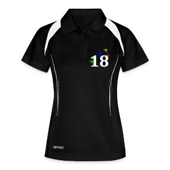 unisex, 18 Feuerwerk sternenmuster - Frauen Polo atmungsaktiv - Schwarz/Weiß - Vorne