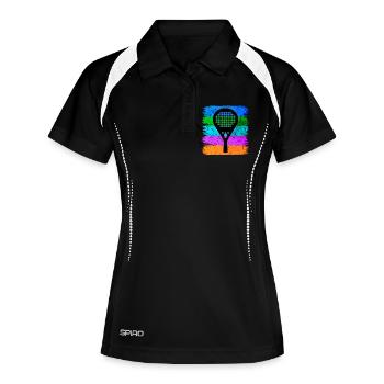 Padel Sportart Schläger Freizeit Padelspiel Fans - Frauen Polo atmungsaktiv - Schwarz/Weiß - Vorne