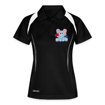 Elefant Herz - Frauen Polo atmungsaktiv - Schwarz/Weiß - Vorne