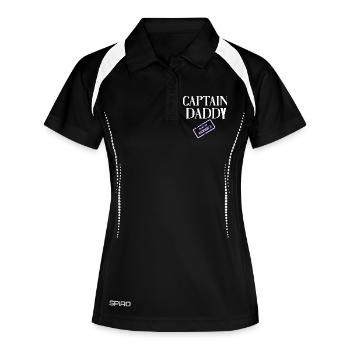 Captain Daddy Made in America - Frauen Polo atmungsaktiv - Schwarz/Weiß - Vorne