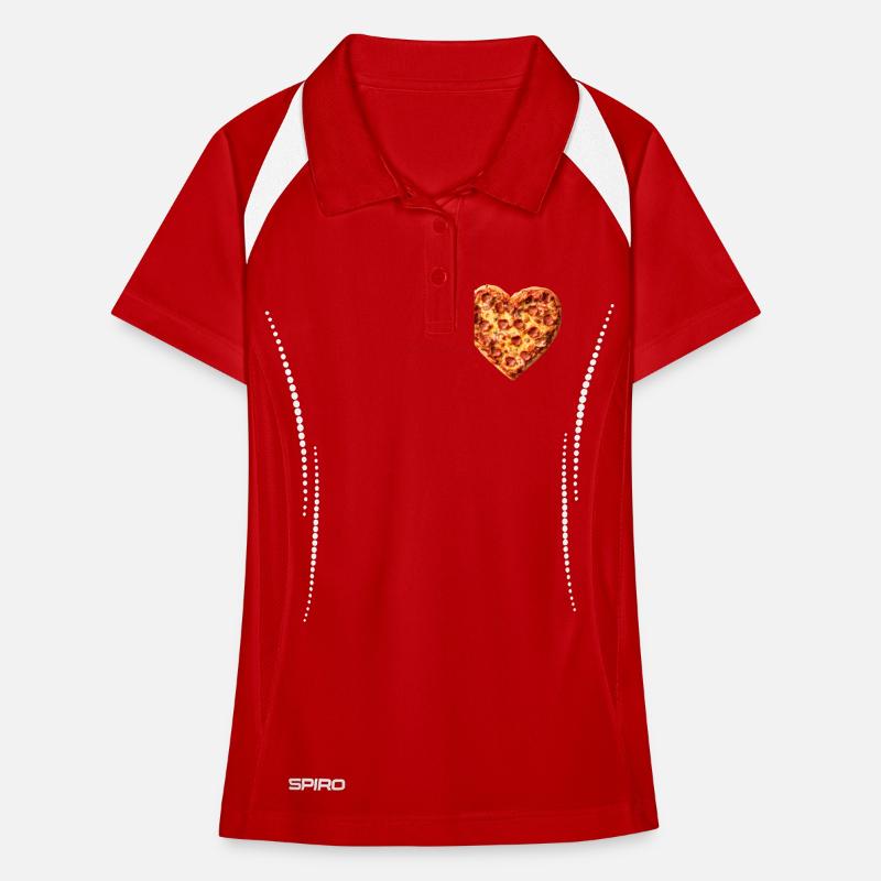 Heart Pepperoni Pizza Pattern Women's Polo breathable