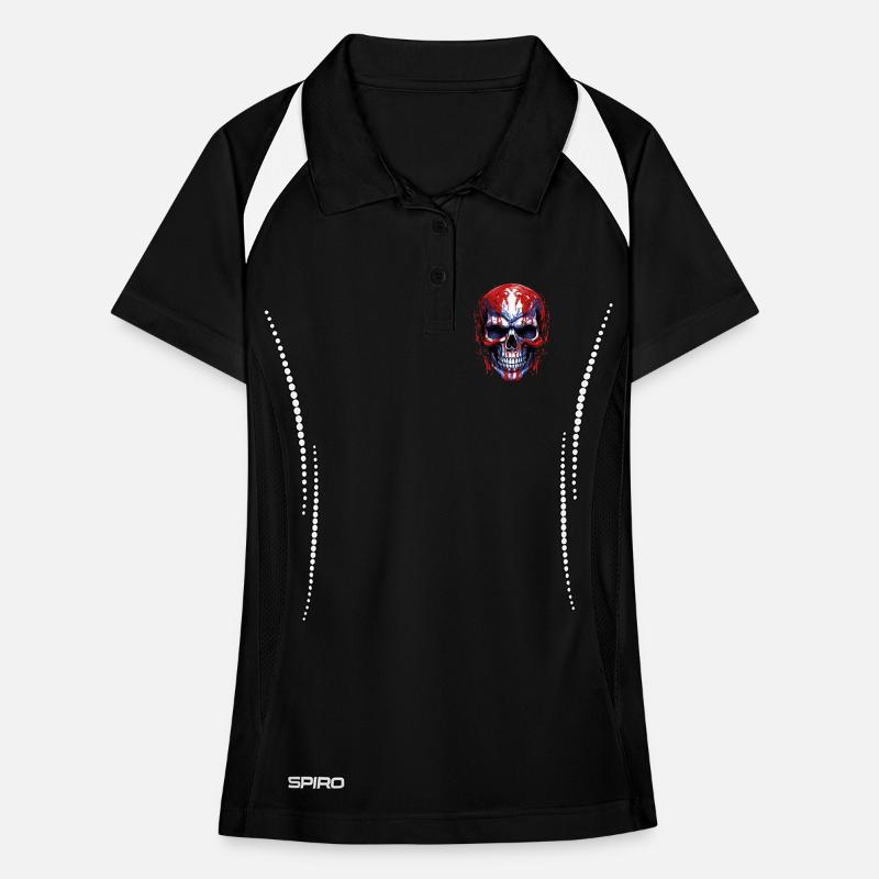 Graphique de crâne de drapeaux Polo respirant Femme