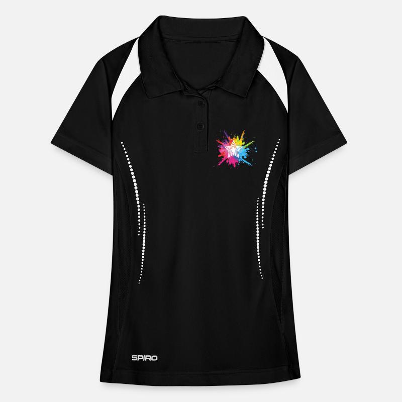 étoile blanche et explosion multicolore Polo respirant Femme