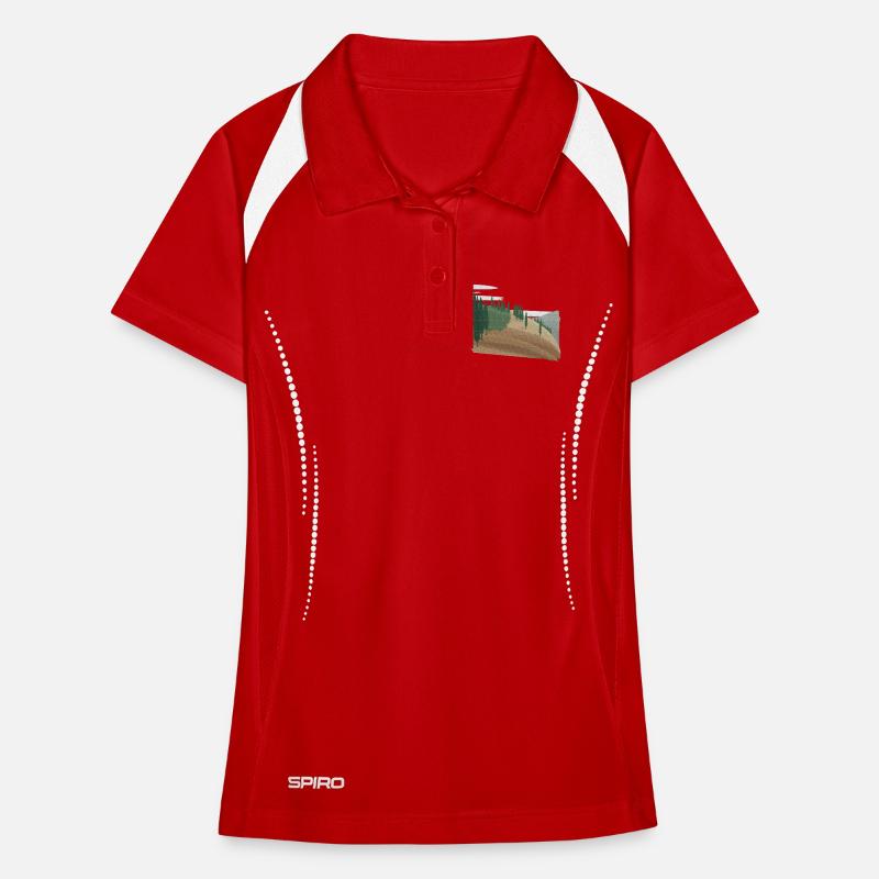 Pine forest hilly landscape with structure (modific.) Women's Polo breathable