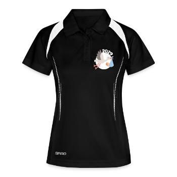 Cigogne avec bébé 2029 - Polo respirant Femme - noir/blanc - Devant