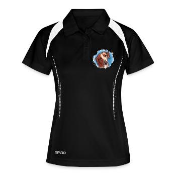 Dog SAVEBRACKE Hunting Dog Turquoise Watercolor Design - Women's Polo breathable - black/white - Front