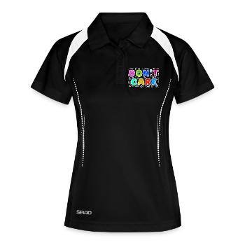 Je m’en fiche drôle déclaration attitude indifférent - Polo respirant Femme - noir/blanc - Devant