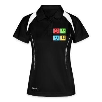 Geometrische Muster - Frauen Polo atmungsaktiv - Schwarz/Weiß - Vorne