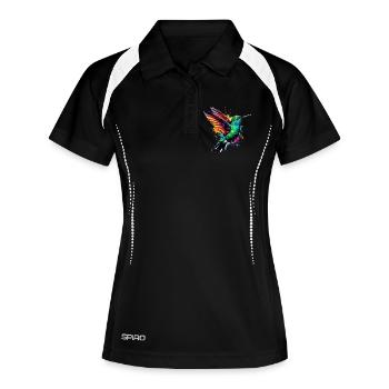 Kolibri - Frauen Polo atmungsaktiv - Schwarz/Weiß - Vorne