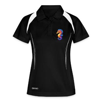 Seahorse Colorful Kawaii Cartoon Sea Animal - Women's Polo breathable - black/white - Front