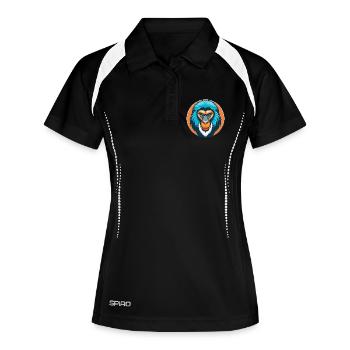 Mandrill Niedliches Kawaii Cartoon Tier Haustier Logo - Frauen Polo atmungsaktiv - Schwarz/Weiß - Vorne