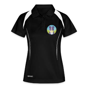 Border Collie Dog Cute Kawaii Cartoon Animal Pet - Women's Polo breathable - black/white - Front