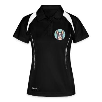 Chien Français Tricolore Hunderasse Karikatur Kawaii - Frauen Polo atmungsaktiv - Schwarz/Weiß - Vorne