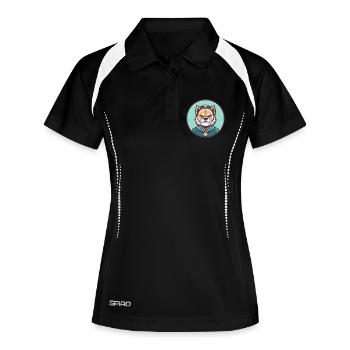 Chinesische kaiserliche Hunderasse Karikatur Kawaii Clipart - Frauen Polo atmungsaktiv - Schwarz/Weiß - Vorne