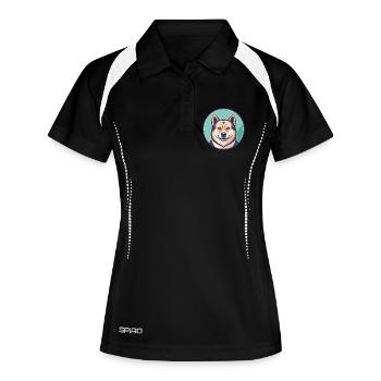 Norvégien Buhund Chien Race Dessin animé Kawaii Clipart - Polo respirant Femme - noir/blanc - Devant