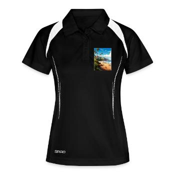 Malibu Californie Voyage Affiche Peinture Souvenir WPA - Polo respirant Femme - noir/blanc - Devant