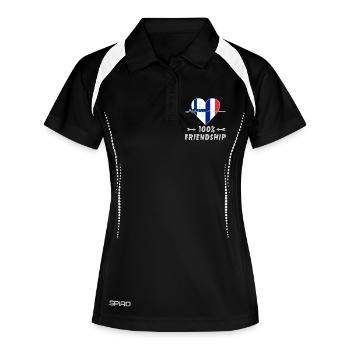 Finnland und Frankreich 100% Freundschaft - Frauen Polo atmungsaktiv - Schwarz/Weiß - Vorne
