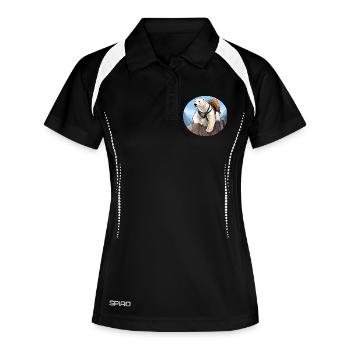 Eisbären Wandern / Bergsteiger Eisbär - Frauen Polo atmungsaktiv - Schwarz/Weiß - Vorne