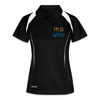 I'M SO SWEDISH Sweden Schweden - Frauen Polo atmungsaktiv - Schwarz/Weiß - Vorne