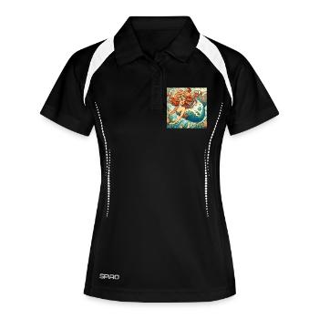 Mermaid Mermaid Red Hair Art Nouveau Gift - Women's Polo breathable - black/white - Front
