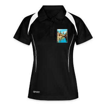 Ghent Belgium Charming City Skyline Illustration - Women's Polo breathable - black/white - Front
