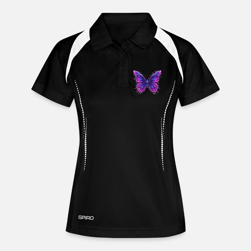 3D Crystal Butterfly – Chrome Effect - Women's Polo breathable - black/white
