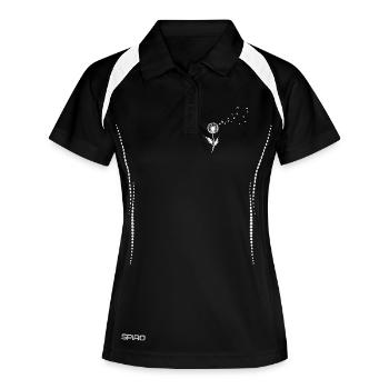 Löwenzahn Samen Silhouette - Frauen Polo atmungsaktiv - Schwarz/Weiß - Vorne