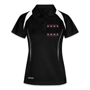 pull moche motif de Noël flocons de neige cool - Polo respirant Femme - noir/blanc - Devant