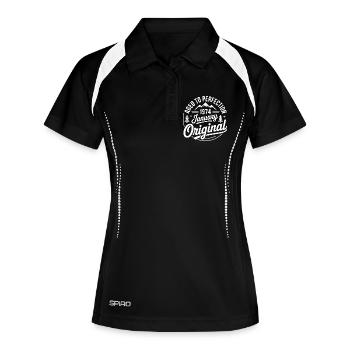 Januar 1974 – Vintage Outdoor Adventure Edition - Frauen Polo atmungsaktiv - Schwarz/Weiß - Vorne