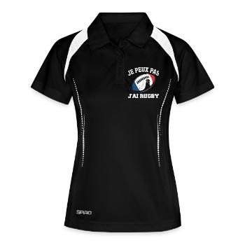 Ich kann nicht, ich habe Rugby. - Frauen Polo atmungsaktiv - Schwarz/Weiß - Vorne