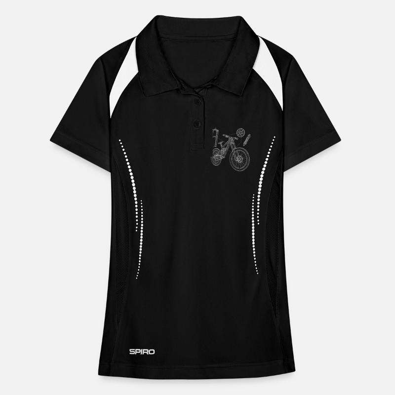 MTB Geometry Sketch: Downhill Exploded Drawing Women's Polo breathable