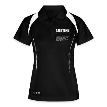 Petite faute de frappe en majuscules en Californie détrite - Polo respirant Femme - noir/blanc - Devant