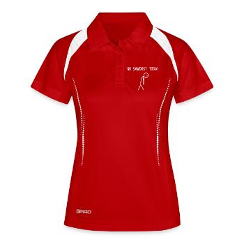Pas de sciure aujourd’hui Bûcheron de fabrication de bois à tronçonneuse - Polo respirant Femme - rouge/blanc - Devant