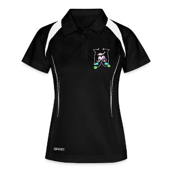 Neon-Mood Flip - Das Umdreh-Gesicht - Frauen Polo atmungsaktiv - Schwarz/Weiß - Vorne