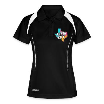 Fiesta City Neon Texas - Frauen Polo atmungsaktiv - Schwarz/Weiß - Vorne