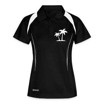 Palmeninsel Silhouette - Frauen Polo atmungsaktiv - Schwarz/Weiß - Vorne
