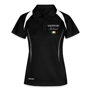 Coordonnées de Westport Irlande Souvenir de voyage - Polo respirant Femme - noir/blanc - Devant