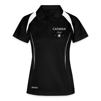 Souvenir de voyage des coordonnées de Catane Sicile - Polo respirant Femme - noir/blanc - Devant