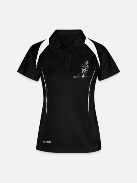 Eishockeyspieler Skizze - Frauen Polo atmungsaktiv - Schwarz/Weiß
